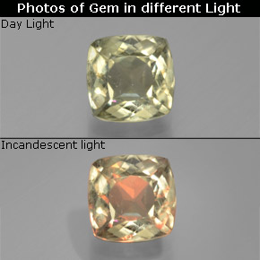 Diaspore Couleur Changeant Vert / rose naturelle Coupe coussin, 1.28 ct, SI