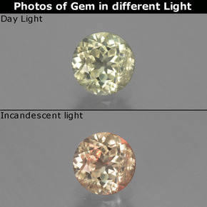 Diaspore à changement de couleur  naturelle coupe roude, 0,75 ct, VS-SI