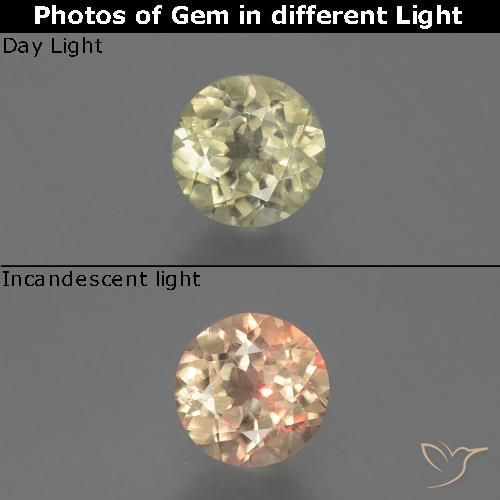 Diaspore Couleur Changeant Jaune très pâle naturelle Coupe roude, 0.73 ct, VS