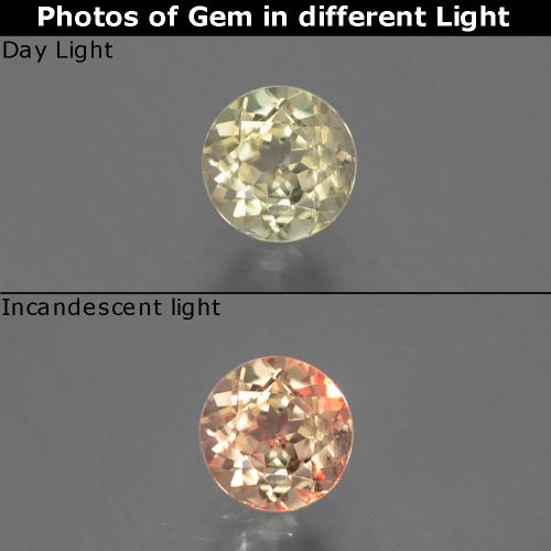 Diaspore Couleur Changeant Jaune très clair naturelle Coupe roude, 0.63 ct, VS-SI