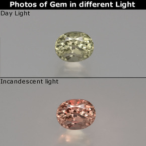Diaspore à changement de couleur  naturelle coupe ovale, 0,60 ct, VS