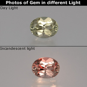 Diaspore à changement de couleur  naturelle coupe ovale, 0,72 ct, VS