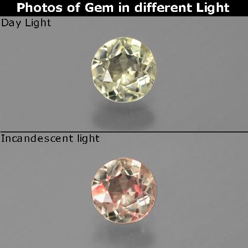 Diaspore Couleur Changeant Jaune pâle naturelle Coupe roude, 0.65 ct, VS