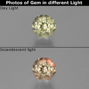 Diaspore Couleur Changeant Vert à rose naturelle Coupe roude, 0.78 ct, VS