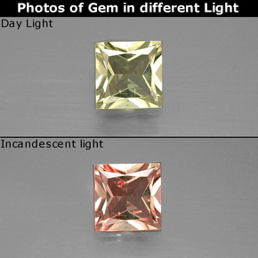 Diaspore à changement de couleur  naturelle carré, 0,86 ct, VS
