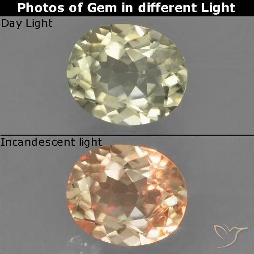 Diaspore Couleur Changeant Beige jaune naturelle ovale, 0.85 ct, VS