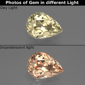 Diaspore à changement de couleur  naturelle en forme de poire, 1,05 ct, VVS-VS