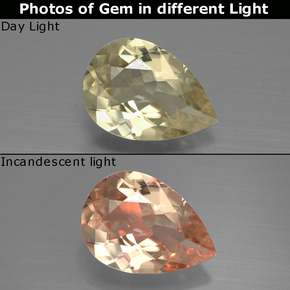 Diaspore à changement de couleur de couleur changeante naturelle en forme de poire, 1,02 ct, VVS-VS