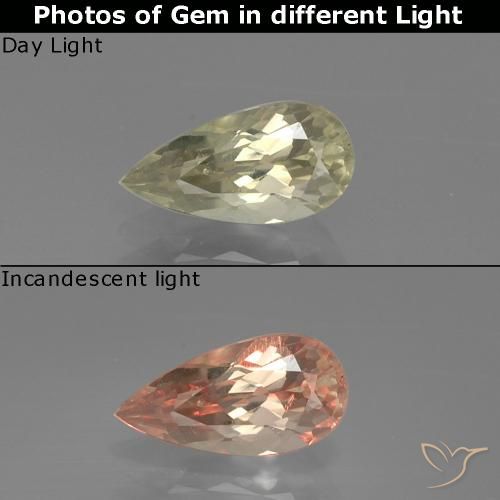 1.06ct Naturel Beige jaune Diaspore Couleur Changeant, En forme de poire, VS
