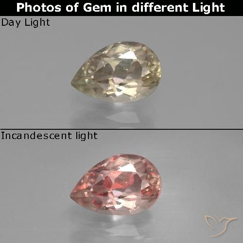 Diaspore à changement de couleur jaune naturelle en forme de poire, 1,19 ct, VS-SI