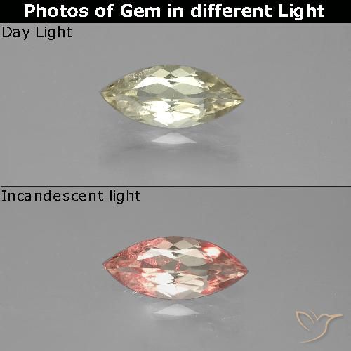 Diaspore Couleur Changeant Jaune clair naturelle Marquise, 1.09 ct, VS-SI