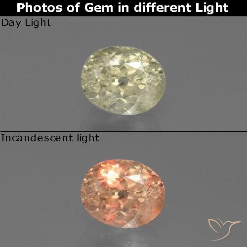 Diaspore Couleur Changeant Vert jaunâtre naturelle ovale, 1.20 ct, SI