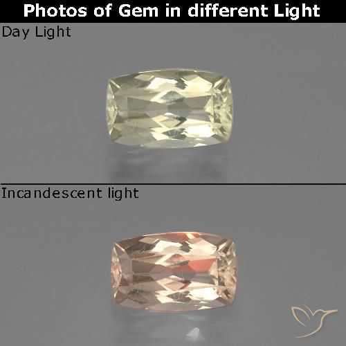 1.11ct Naturel Jaune très clair Diaspore Couleur Changeant, Coussin, VVS-VS