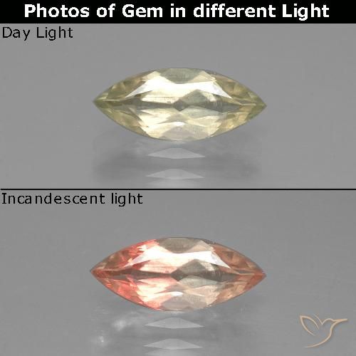 1.07ct Naturel Jaune très clair Diaspore Couleur Changeant, Marquise, VS