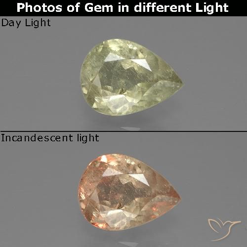 1.25ct Naturel Jaune clair Diaspore Couleur Changeant, En forme de poire, SI