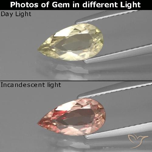 Diaspore Couleur Changeant Jaune doré clair naturelle En forme de poire, 1.15 ct, VS