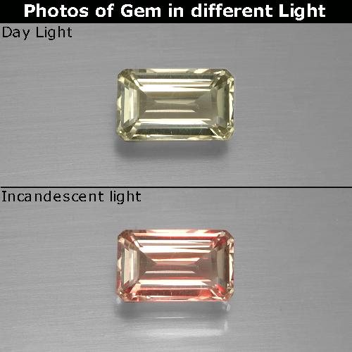 Diaspore à changement de couleur jaune naturelle taille émeraude, 1,15 ct, VVS-VS