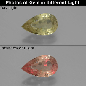 Diaspore Couleur Changeant Vert / rose naturelle En forme de poire, 0.99 ct, VS-SI