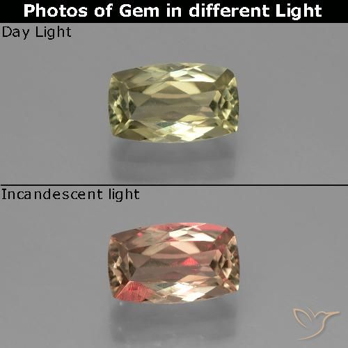 0.97ct Naturel Jaune moyen Diaspore Couleur Changeant, Coussin, VS-SI