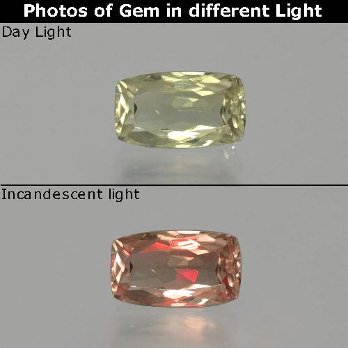 Diaspore Couleur Changeant Jaune pâle naturelle Coupe coussin, 1.02 ct, VS-SI