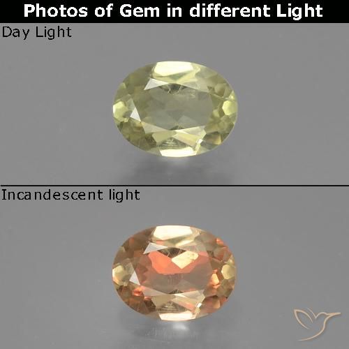 Diaspore Couleur Changeant Jaune clair naturelle ovale, 0.66 ct, VS