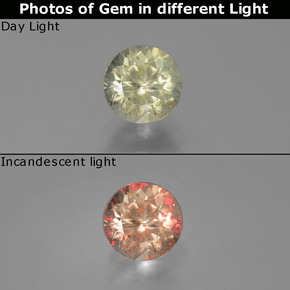 Diaspore Couleur Changeant Vert / rose naturelle Coupe roude, 0.83 ct, SI