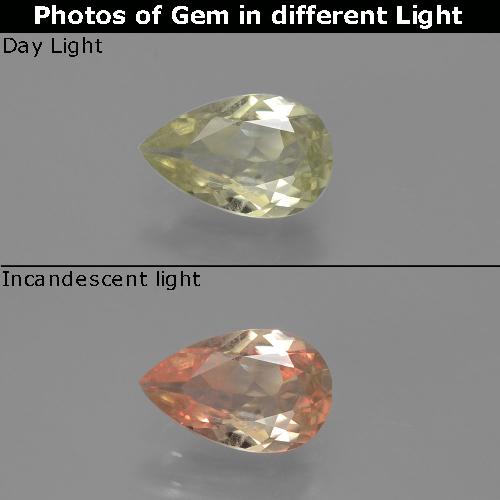 Diaspore à changement de couleur jaune naturelle en forme de poire, 0,78 ct, VS