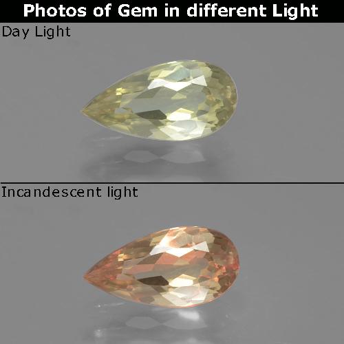 Diaspore Couleur Changeant Jaune clair naturelle En forme de poire, 0.93 ct, VS