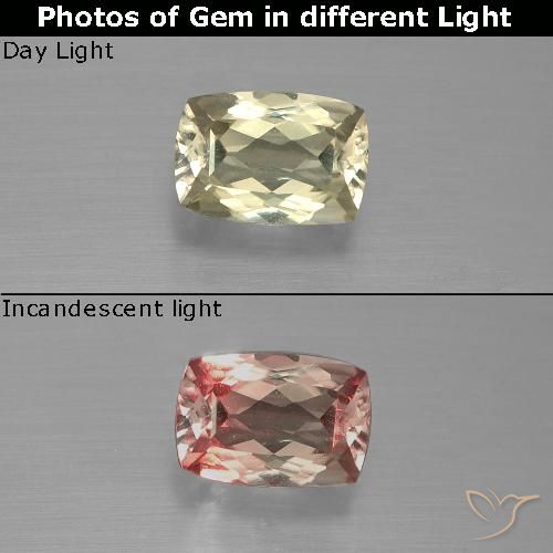 0.94ct Naturel Jaune doré clair Diaspore Couleur Changeant, Coussin, VS