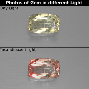 Diaspore Couleur Changeant Vert / rose naturelle Coupe coussin, 0.78 ct, VS-SI