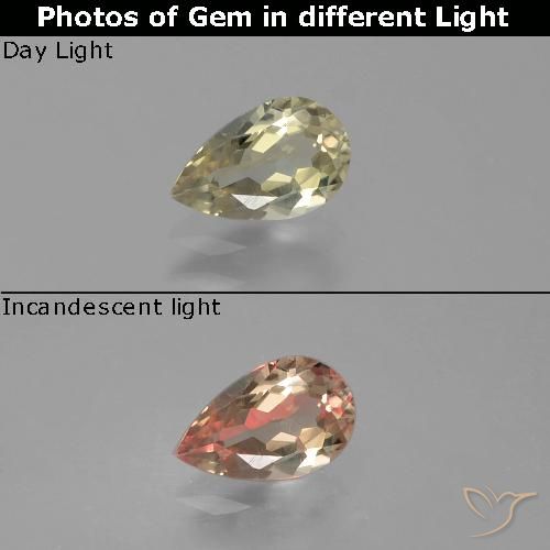 0.74ct Naturel Jaune brunâtre Diaspore Couleur Changeant, En forme de poire, VVS-VS