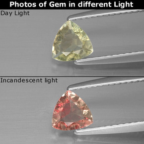Diaspore à changement de couleur  naturelle trillion, 0,45 ct, VVS-VS