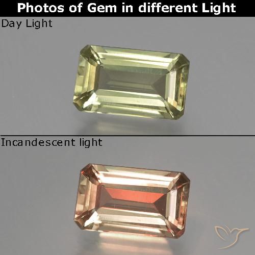 1.03ct Naturel Jaune clair Diaspore Couleur Changeant, Taille émeraude, VS