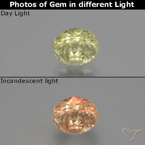 1.26ct Naturel Jaune clair Diaspore Couleur Changeant, ovale, SI