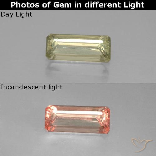 1.50ct Naturel Jaune doré très clair Diaspore Couleur Changeant, Taille émeraude, VS-SI