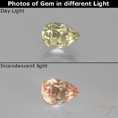 0.83ct Naturel Jaune moyen Diaspore Couleur Changeant, En forme de poire, VVS-VS