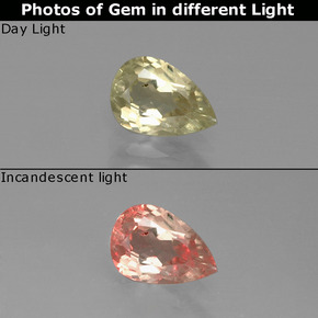 Diaspore à changement de couleur jaune naturelle en forme de poire, 0,92 ct, VS-SI