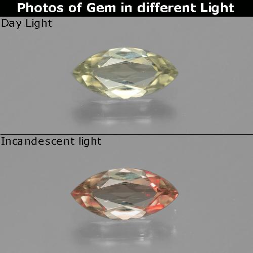 Diaspore à changement de couleur jaune naturelle marquise, 0,62 ct, VS