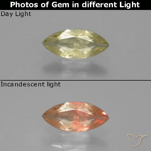 Diaspore Couleur Changeant Jaune clair naturelle Marquise, 0.70 ct, SI