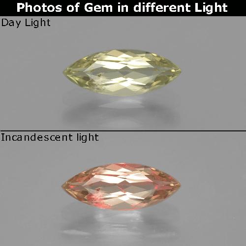 Diaspore à changement de couleur jaune naturelle marquise, 0,97 ct, VS-SI