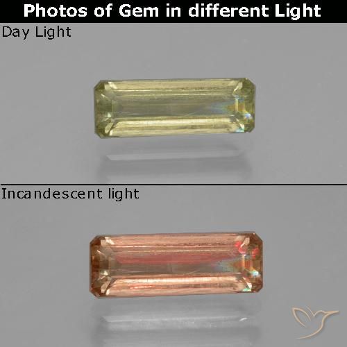 1.35ct Naturel Beige jaune Diaspore Couleur Changeant, Taille émeraude, VS-SI