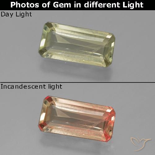 1.10ct Naturel Beige jaune Diaspore Couleur Changeant, Taille émeraude, VS-SI