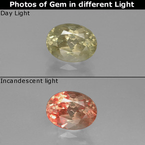 Diaspore à changement de couleur  naturelle coupe ovale, 1,32 ct, VS-SI