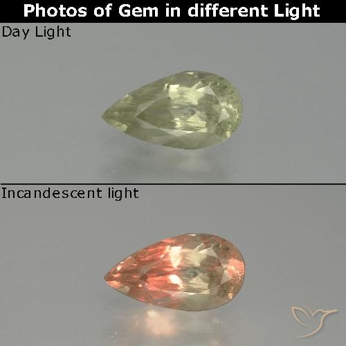 1.26ct Naturel Jaune clair Diaspore Couleur Changeant, En forme de poire, SI