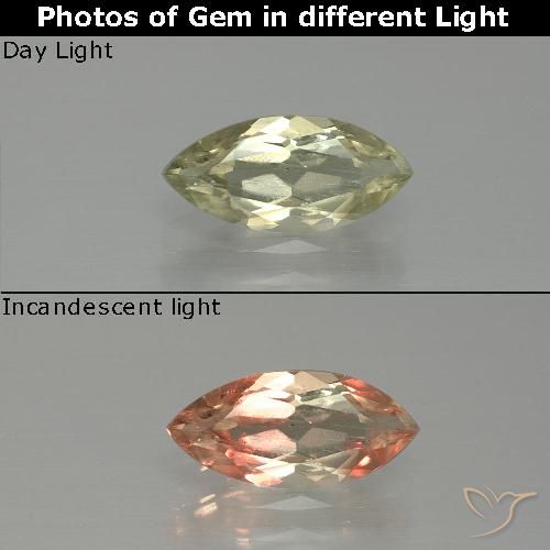 Diaspore à changement de couleur jaune naturelle marquise, 1,27 ct, VS-SI