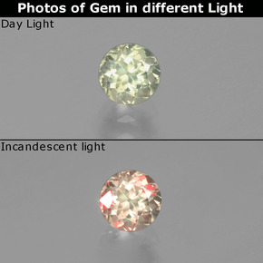 Diaspore Couleur Changeant Jaune pâle naturelle Coupe roude, 0.63 ct, VS