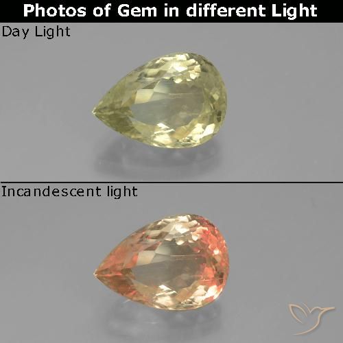 3.24ct Naturel Jaune très pâle Diaspore Couleur Changeant, En forme de poire, VS-SI