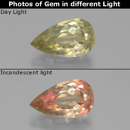 Diaspore Couleur Changeant Jaune très pâle naturelle En forme de poire, 3.30 ct, VS