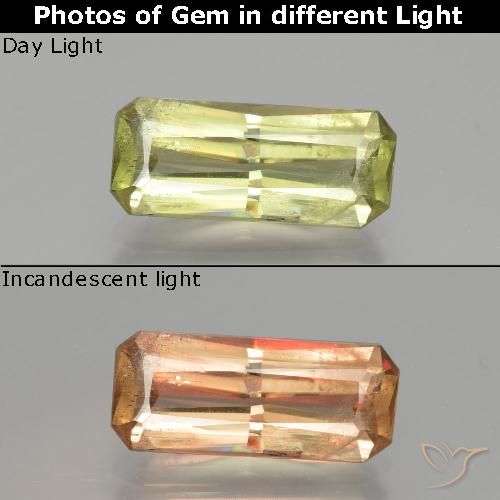 Diaspore à changement de couleur jaune naturelle taille émeraude, 3,65 ct, SI