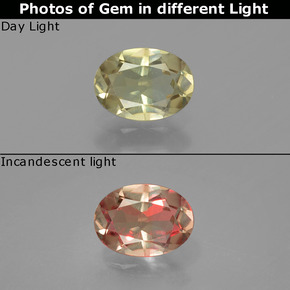 Diaspore à changement de couleur de couleur changeante naturelle coupe ovale, 0,93 ct, VS